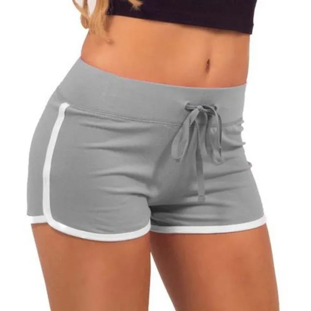 Hot Sale Yo-Ga  Drawstring Shorts Women Casual Loose Cotton Contrast Binding Side Split Elastic Waist Short Femme