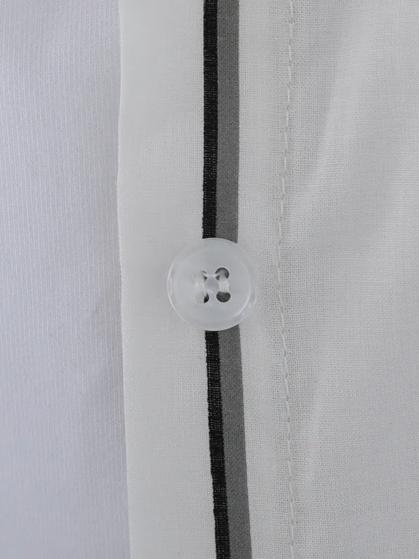 Irregular Clipping Long Sleeves Striped Lapel Shirts Tops