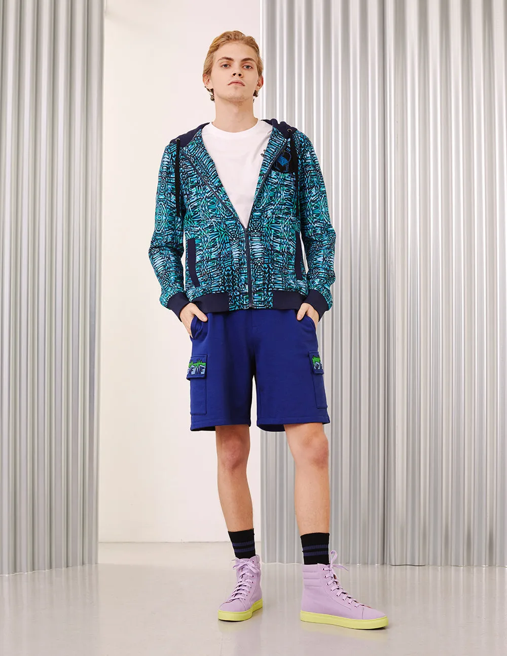MARK FAST MEN CASUAL SHORTS WITH MF PATTERN