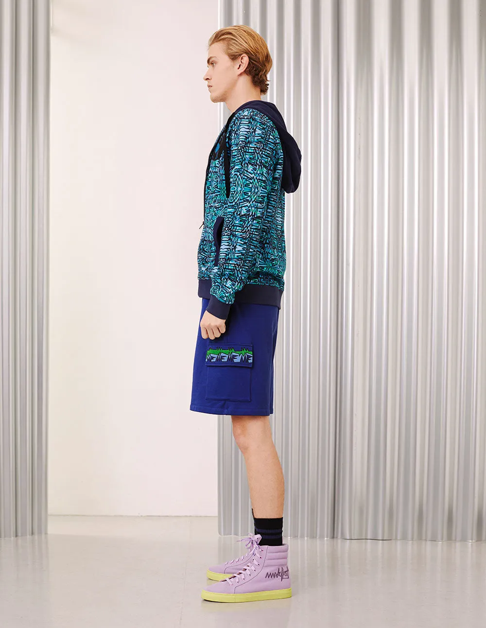 MARK FAST MEN CASUAL SHORTS WITH MF PATTERN