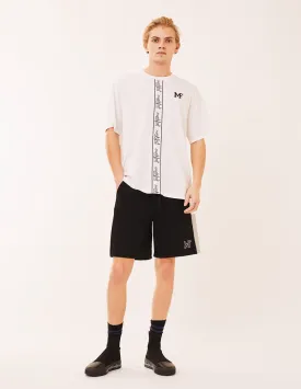 MARK FAST MEN OVERSIZE BLACK CASUAL SPORTS SHORTS WITH MF LOGO EMBROIDERY