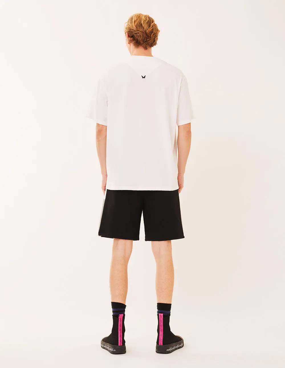 MARK FAST MEN OVERSIZE BLACK CASUAL SPORTS SHORTS WITH MF LOGO EMBROIDERY