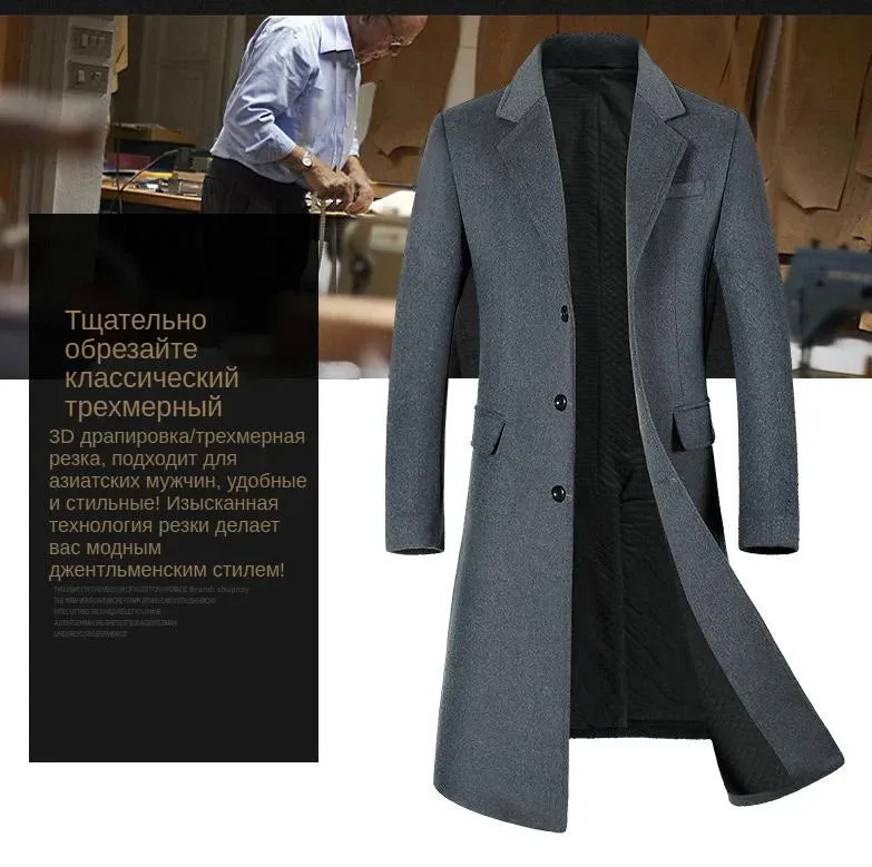 Mäntel für Herren, Wollanteil 54 %, eine lange Jacke unterhalb des Knies, Herrenmantel, Herrenmantel-Windjacke, Herrenmäntel, langer Mantel für Herren