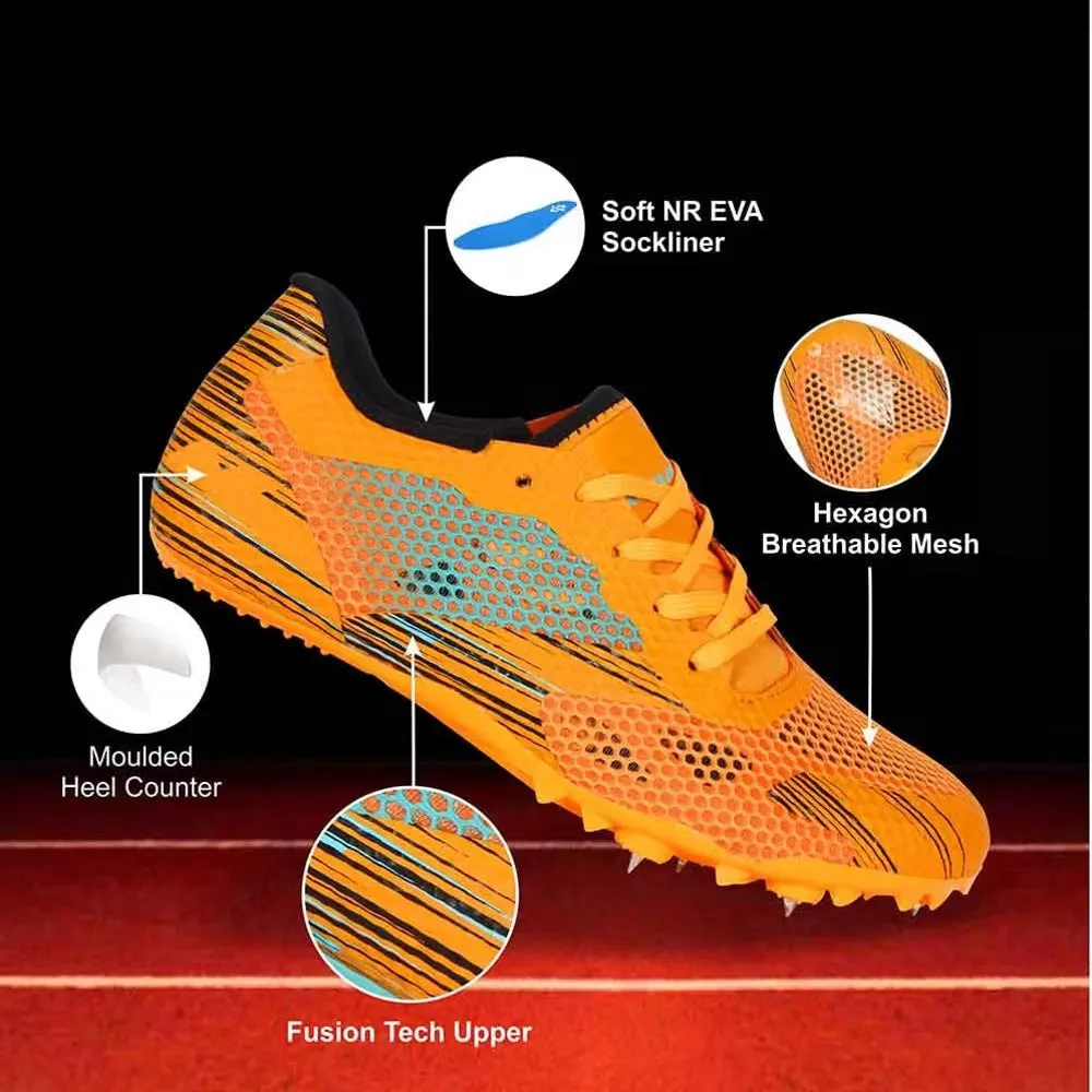 NIVIA TF-100 Track and Field Spikes Running Athletic Shoes (Orange)