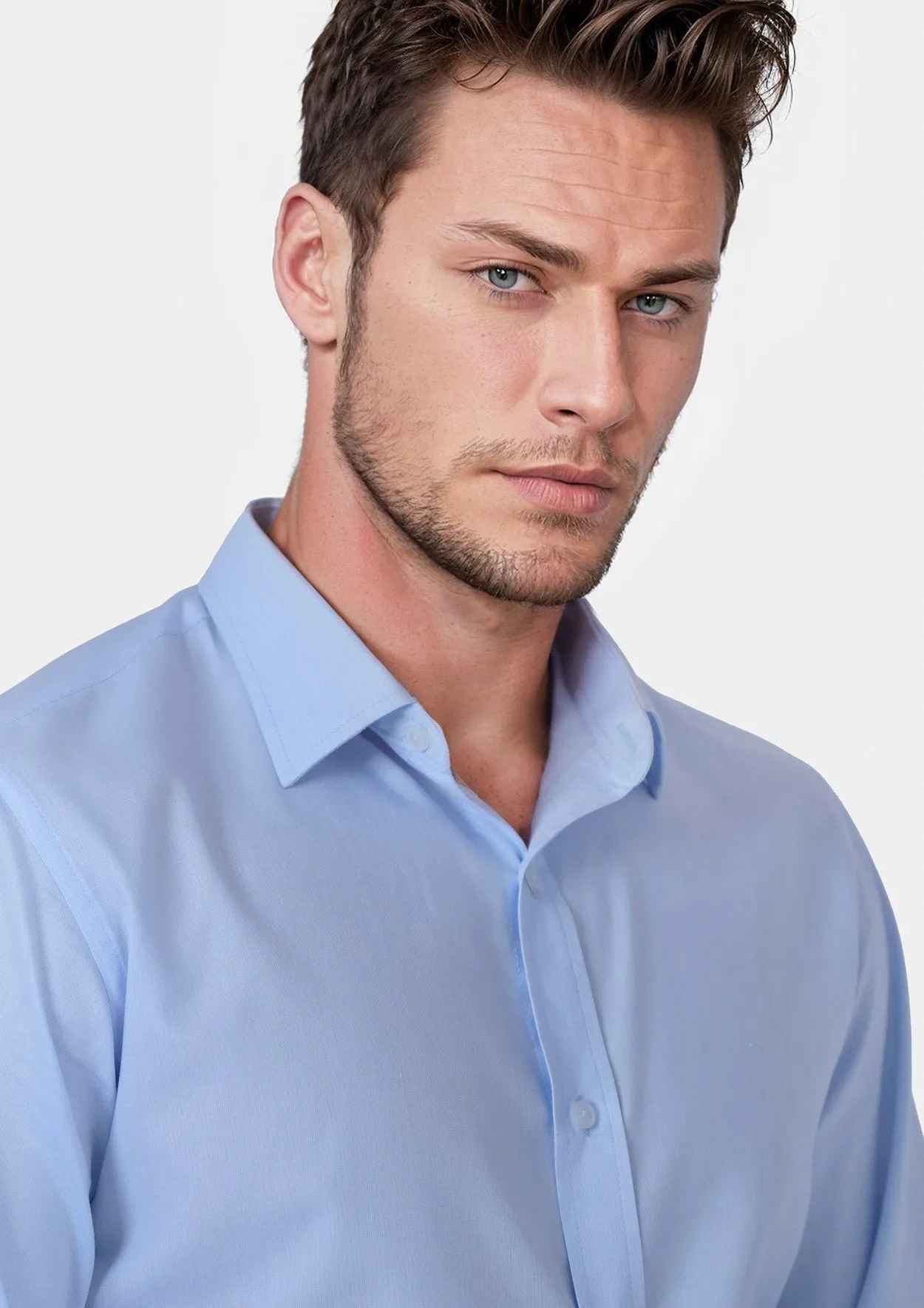 Pale Blue Cotton Broadcloth Shirt