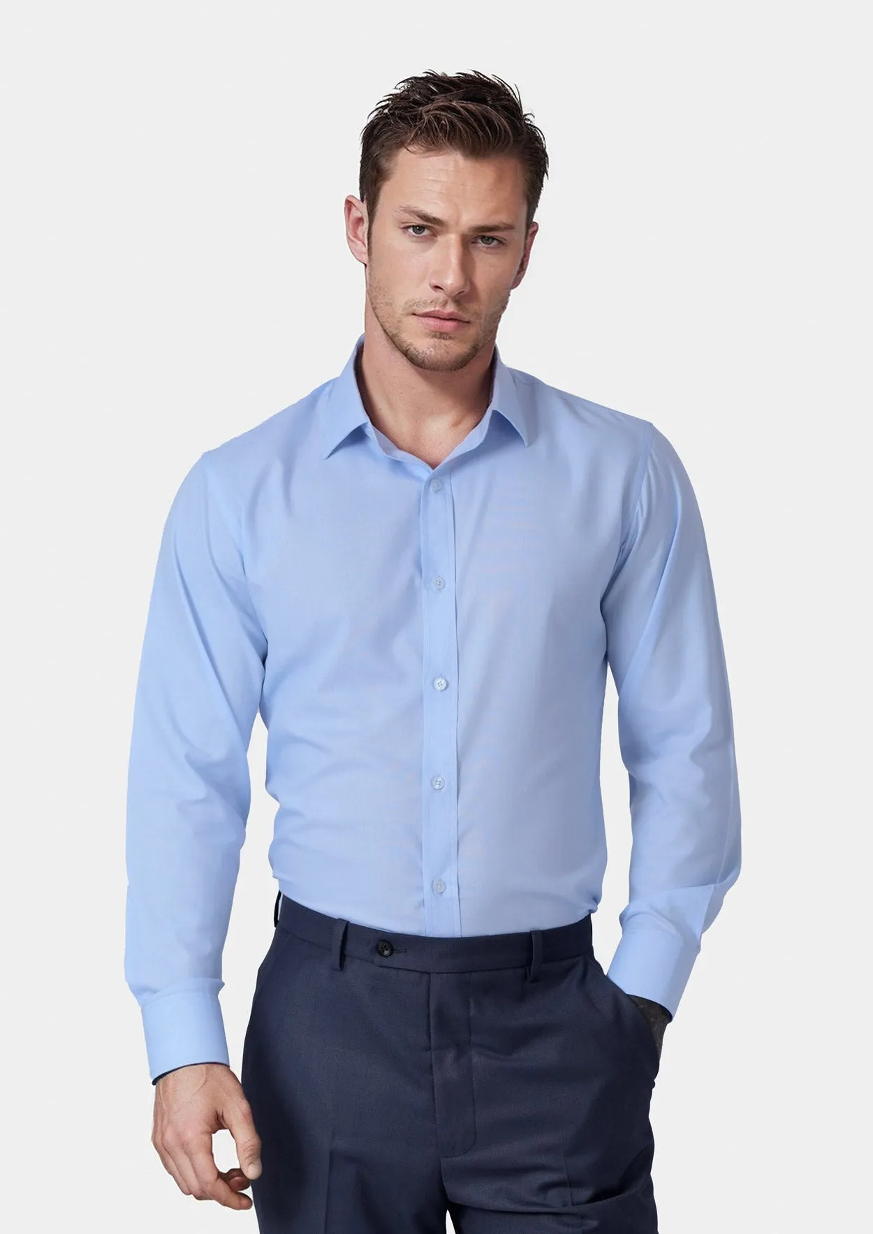 Pale Blue Cotton Broadcloth Shirt
