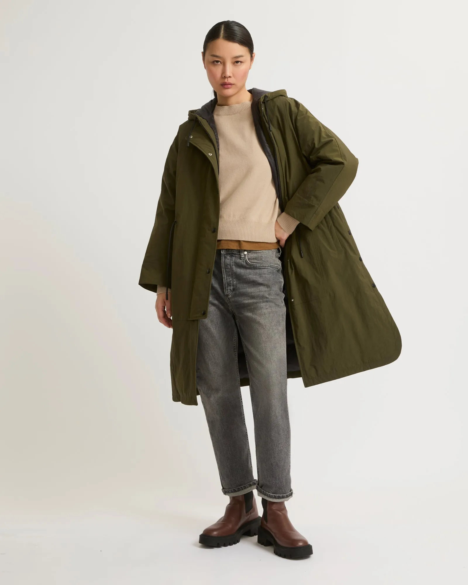 Parka esprit cape en tissu technique