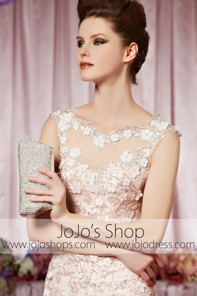 Pink Grecian Diasy Floral Lace Modest Elegant Prom Formal Evening Dress CX830355
