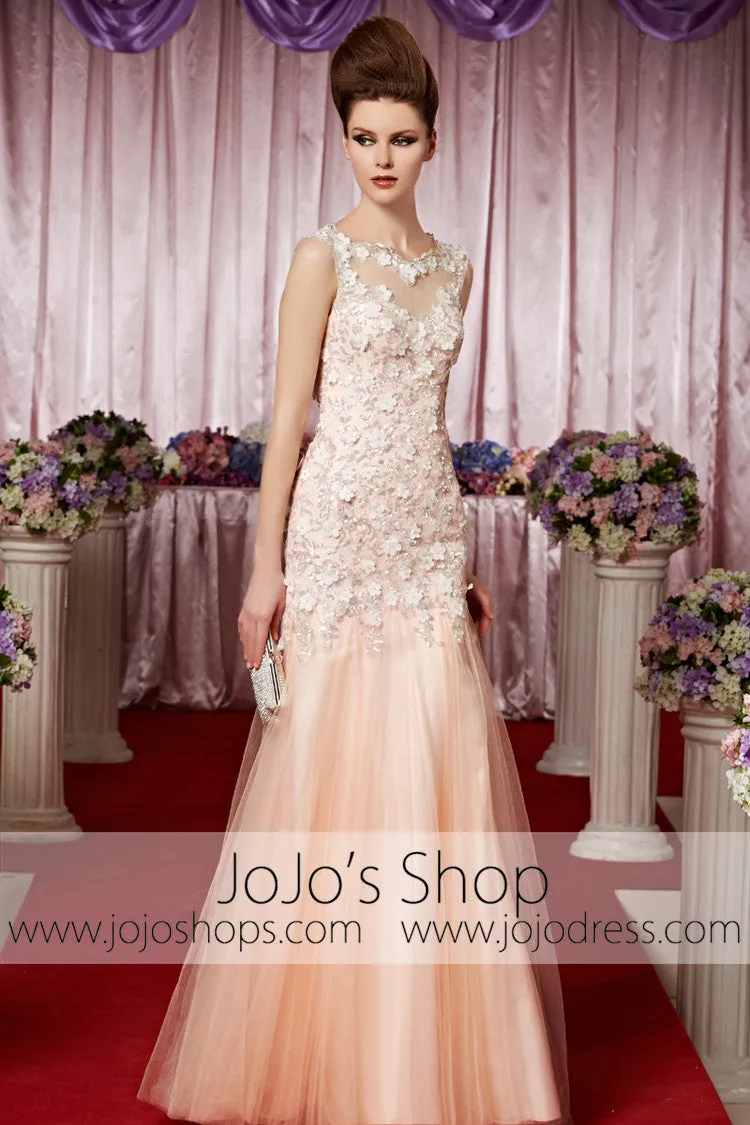 Pink Grecian Diasy Floral Lace Modest Elegant Prom Formal Evening Dress CX830355