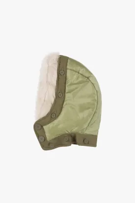 Quilt Hood Shearling Trim - Pale Sage / Pale Yellow