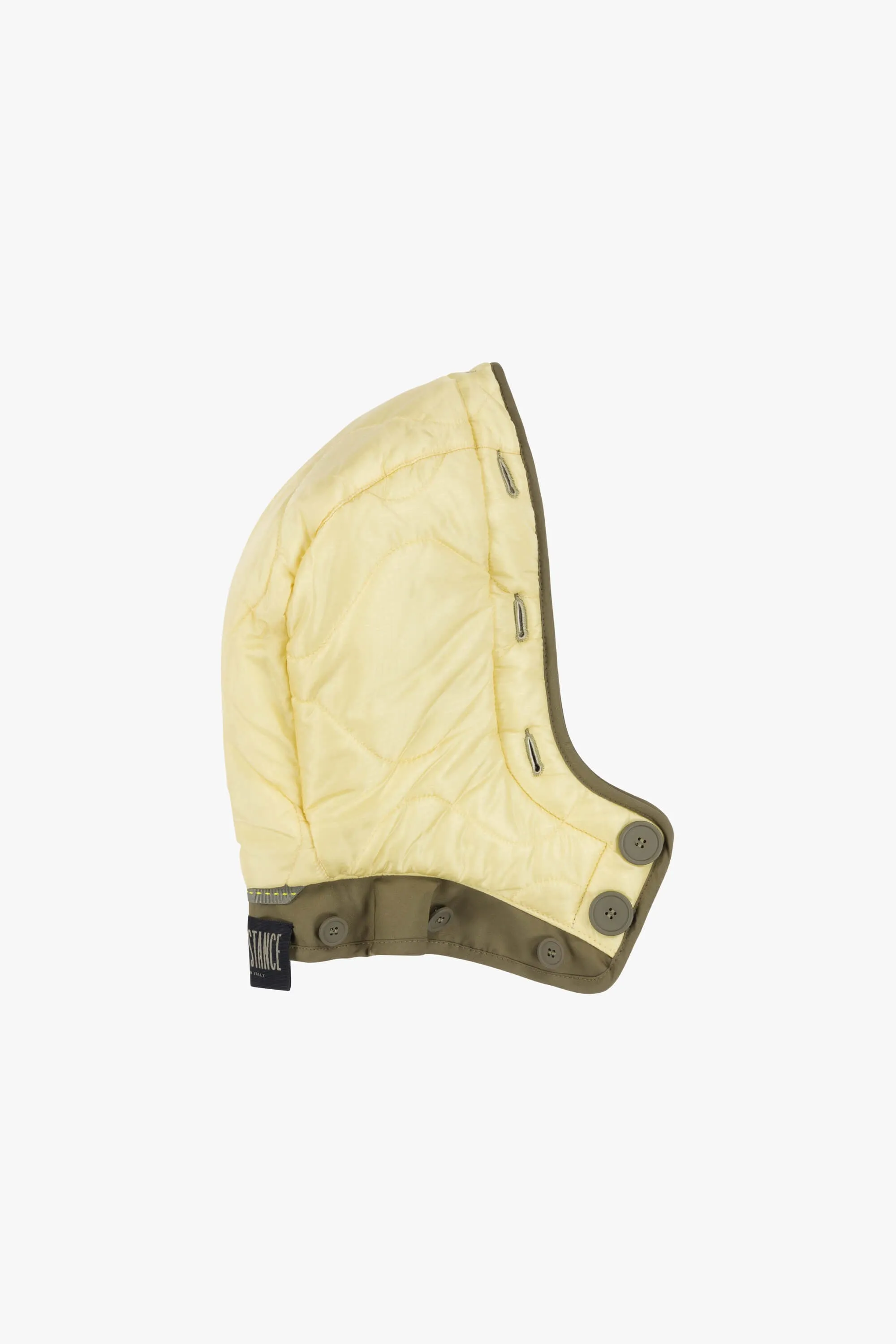 Quilt Hood Shearling Trim - Pale Sage / Pale Yellow
