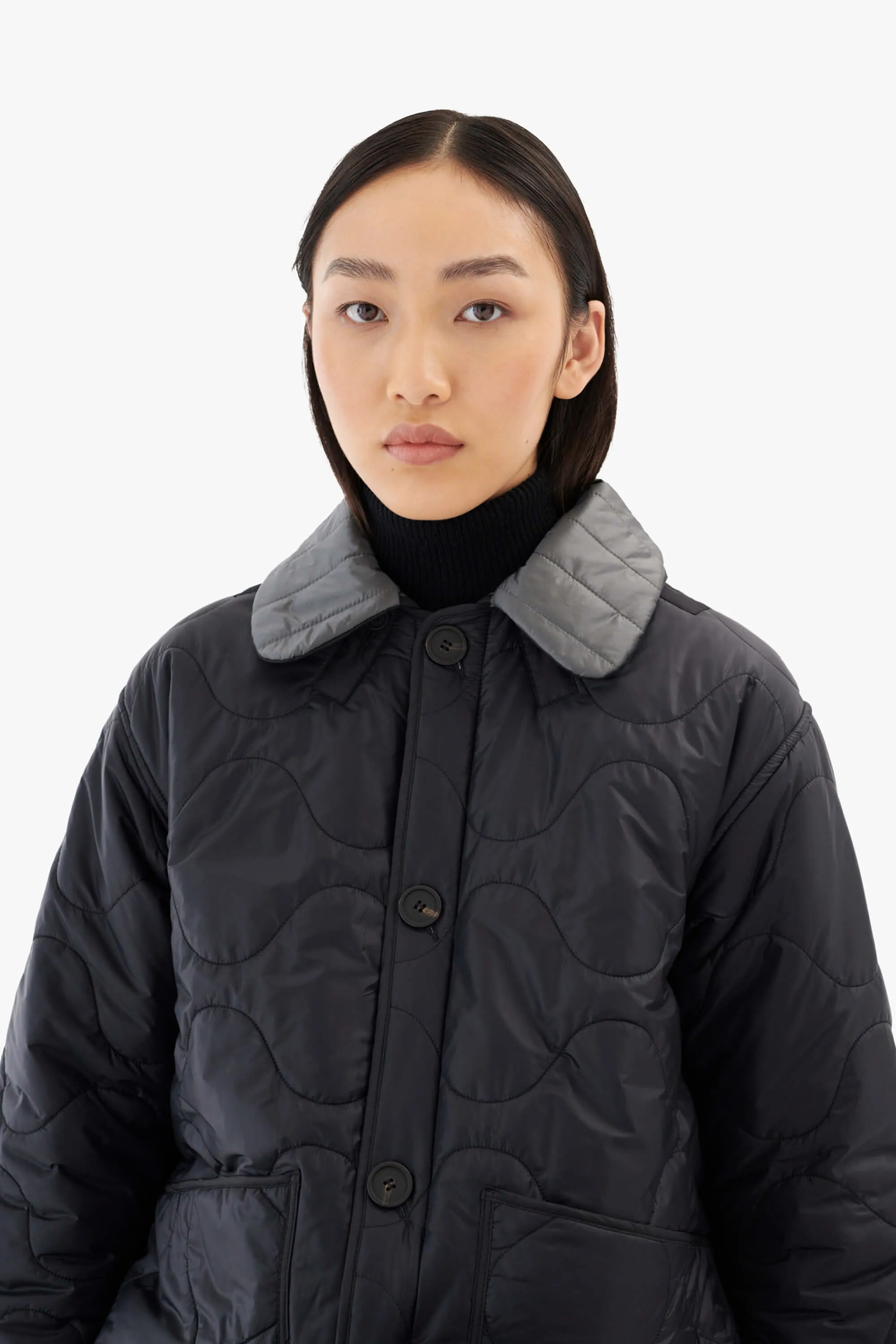 Quilted Collar - Anthracite / Jet Black