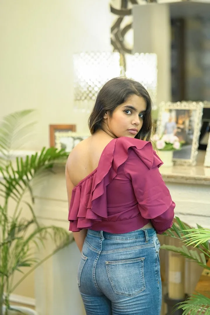 RUFFLE ROMANCE WINE TOP