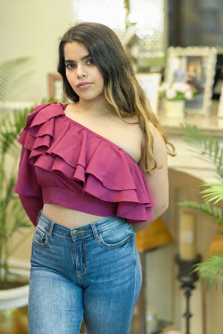RUFFLE ROMANCE WINE TOP