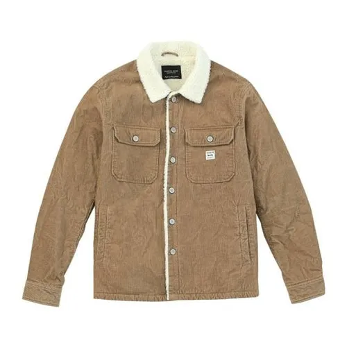SIMWOOD 2021 Spring Winter New Coats Men Shearling Lined Cotton Blend