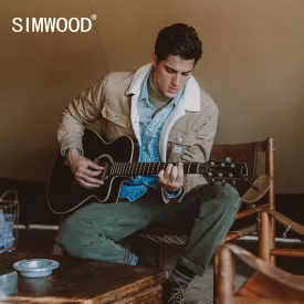 SIMWOOD 2021 Spring Winter New Coats Men Shearling Lined Cotton Blend
