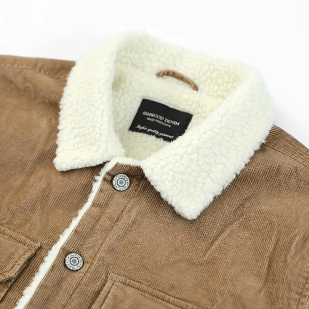 SIMWOOD 2021 Spring Winter New Coats Men Shearling Lined Cotton Blend