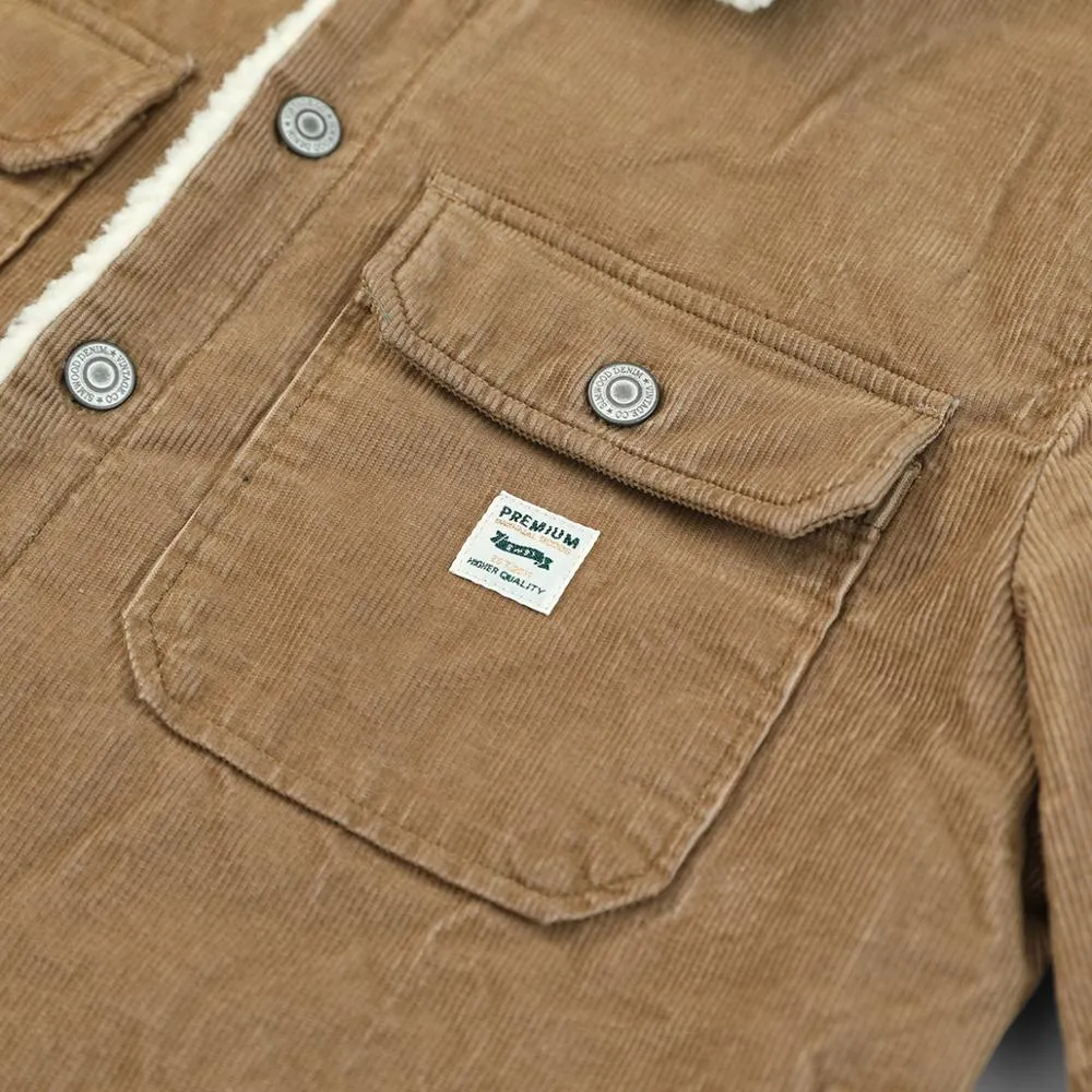 SIMWOOD 2021 Spring Winter New Coats Men Shearling Lined Cotton Blend