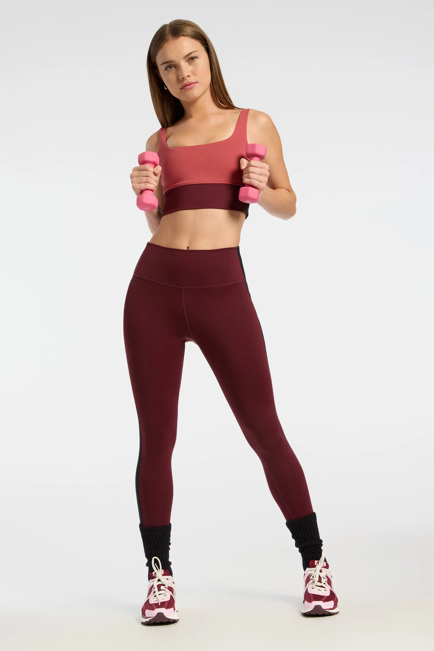 Striped Legging - Wine/black
