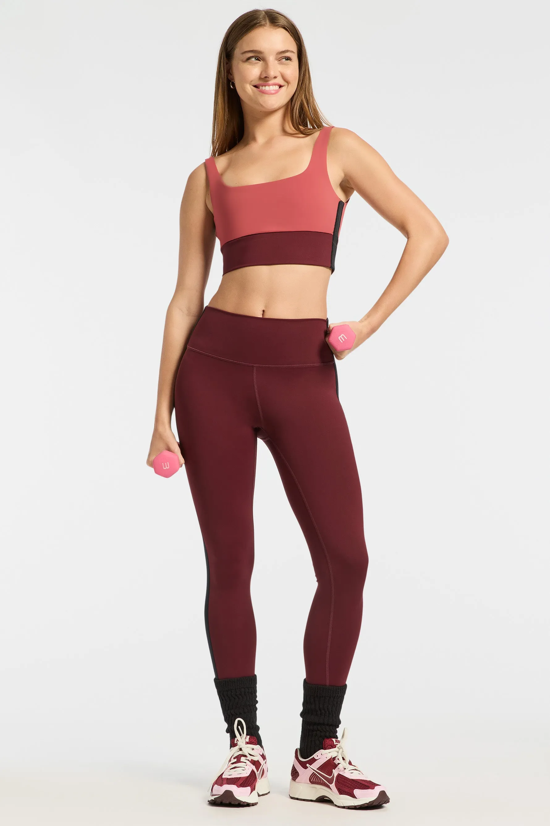 Striped Legging - Wine/black