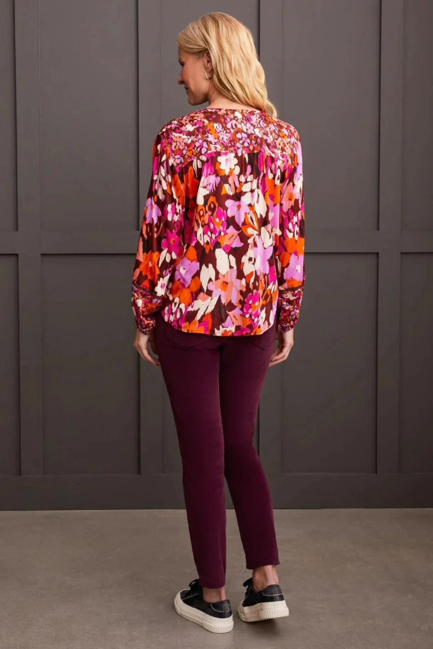 Tribal Brand Rum Combo Print Blouse