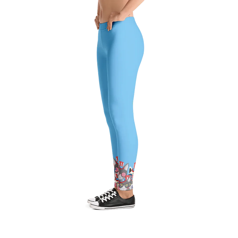 USA Cats on Bottom Leggings