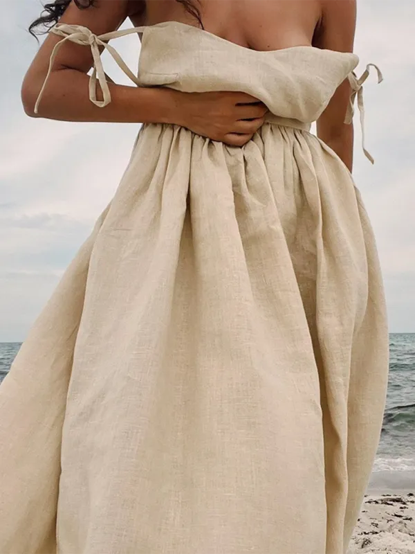 V-neck Elegant Sexy Strappy Backless Suspender Long Dress