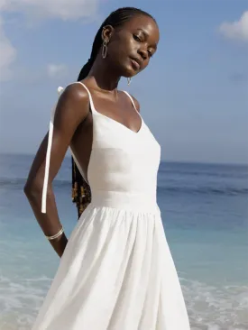 V-neck Elegant Sexy Strappy Backless Suspender Long Dress