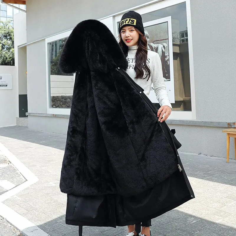 Wolle Liner X-lang Parkas mit Pelzkragen mit Kapuze Hohe Qualität