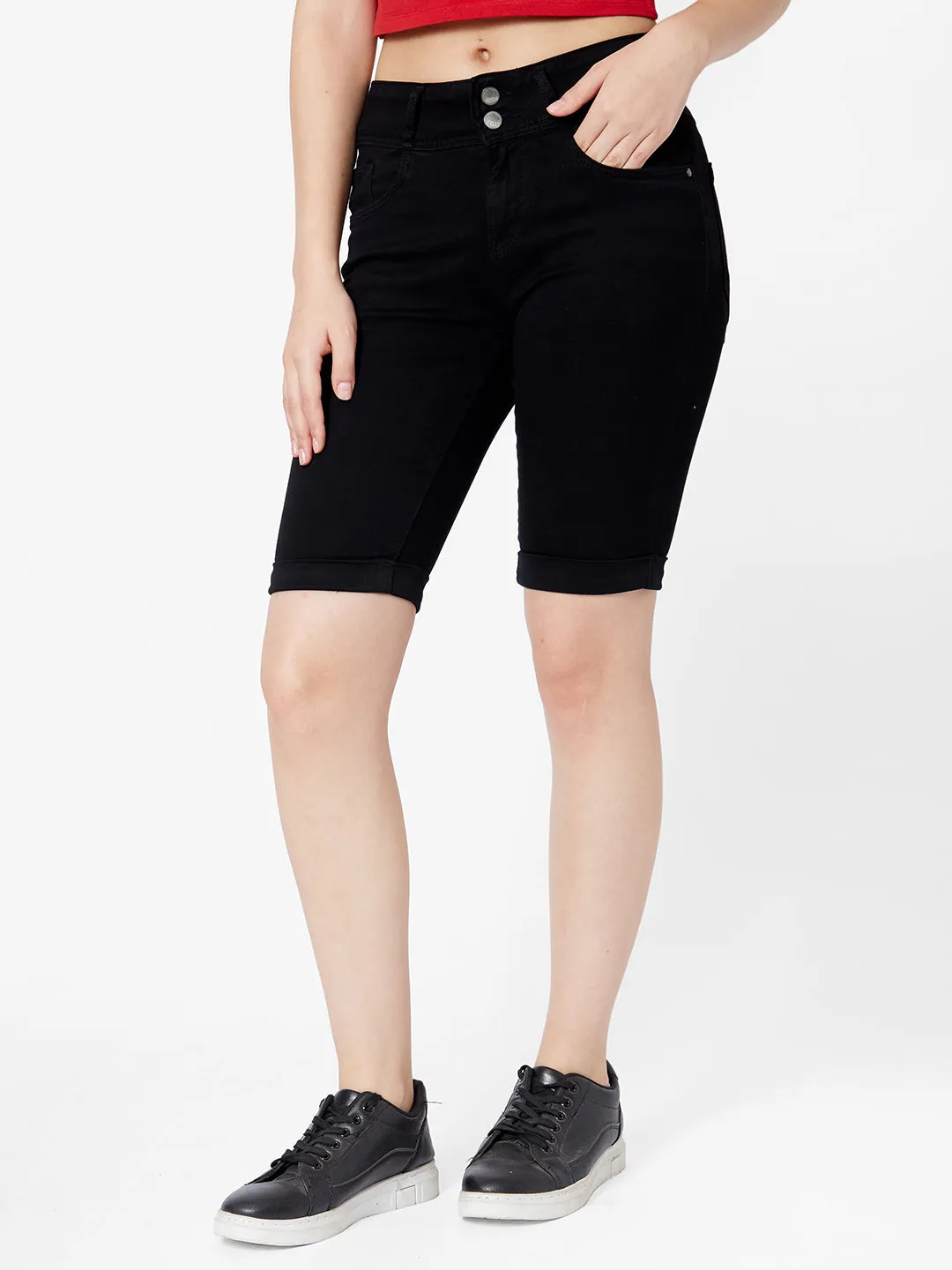 Women Mid-Rise Slim Fit Pedal Pusher