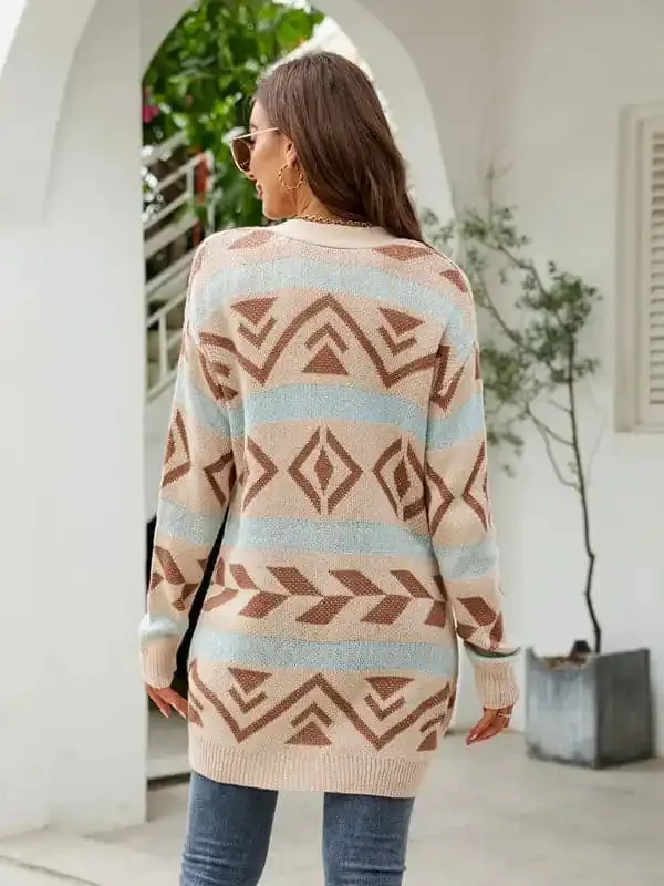 Women’s Diamond Loose Jacquard Knitted Cardigan