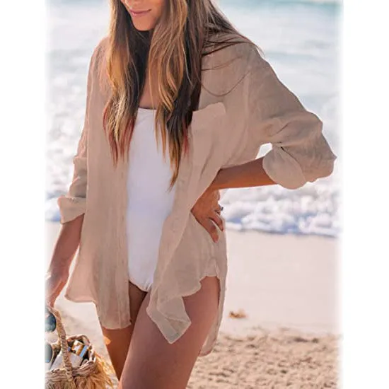 Women's Long Sleeve Beach Shirt Blouse