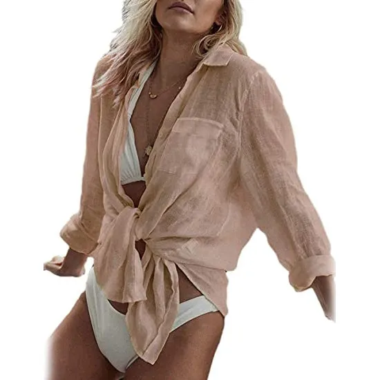 Women's Long Sleeve Beach Shirt Blouse