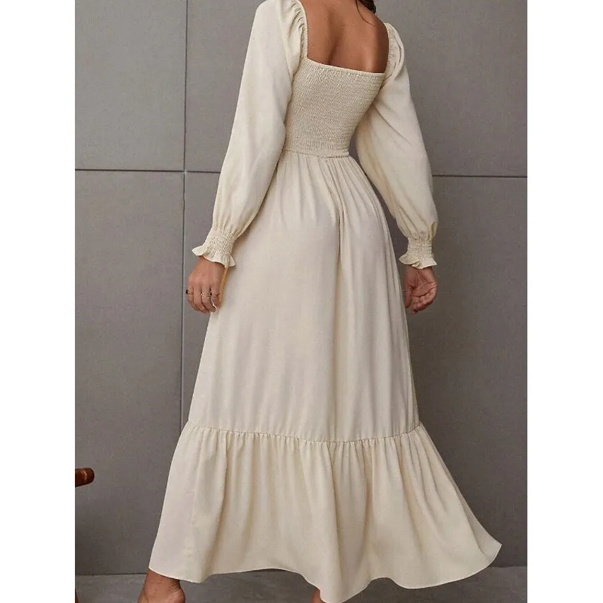 Women's Ruffle Autumn Winter Swing Midi Dress