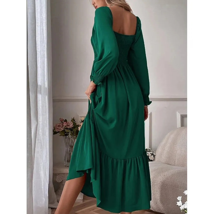 Women's Ruffle Autumn Winter Swing Midi Dress