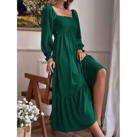 Women's Ruffle Autumn Winter Swing Midi Dress